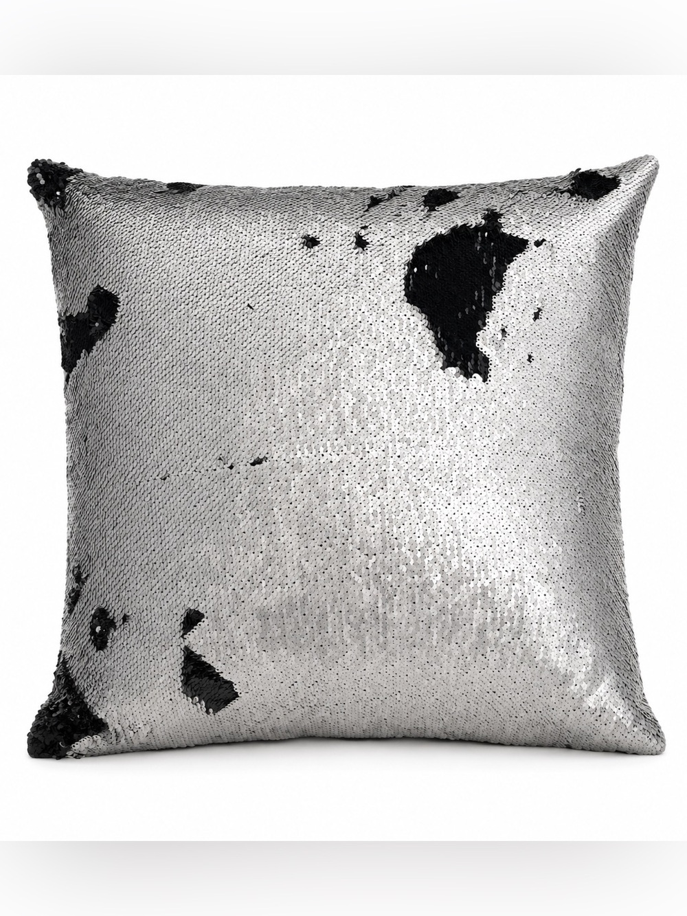 Aviva Stanoff Silver and Black Reversible Sequin Accent Pillow